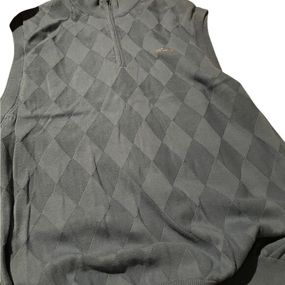 Greg Norman size XL blue Argyle Sleeveless Sweater zip neck new condition - Picture 1 of 2